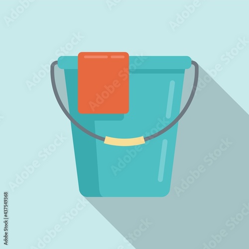 Disinfection water bucket icon, flat style
