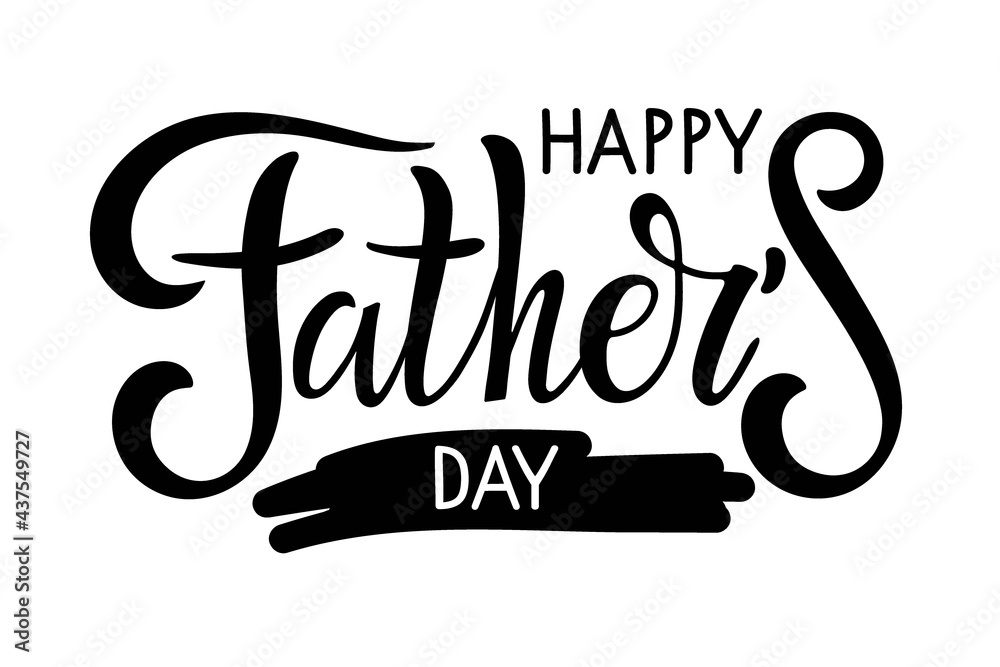 Happy Fathers Day text template. Handwritten calligraphy vector ...