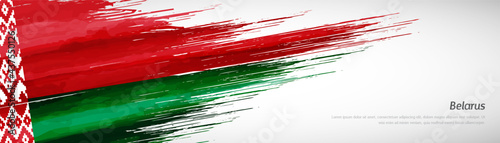 Abstract happy independence day of Belarus with creative watercolor national brush flag background