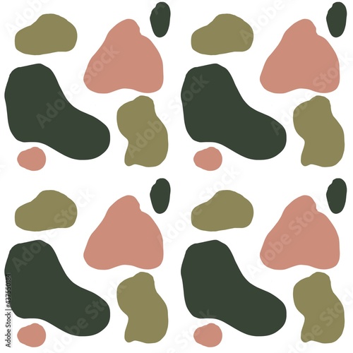 Abstract background in calm pastel colors. large spots of khaki, pink, green, on a white background