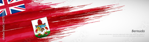 Abstract happy independence day of Bermuda with creative watercolor national brush flag background
