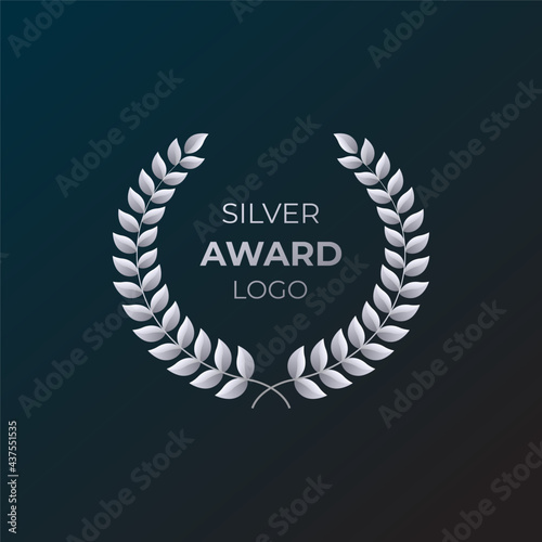 Achievement, winner, silver award logo design vector