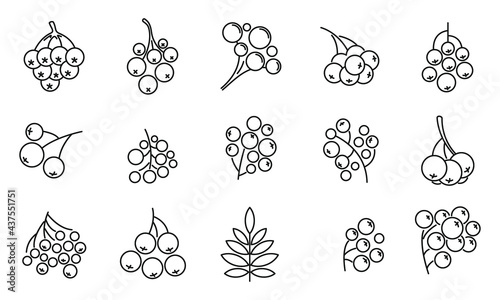 Rowan park icons set, outline style