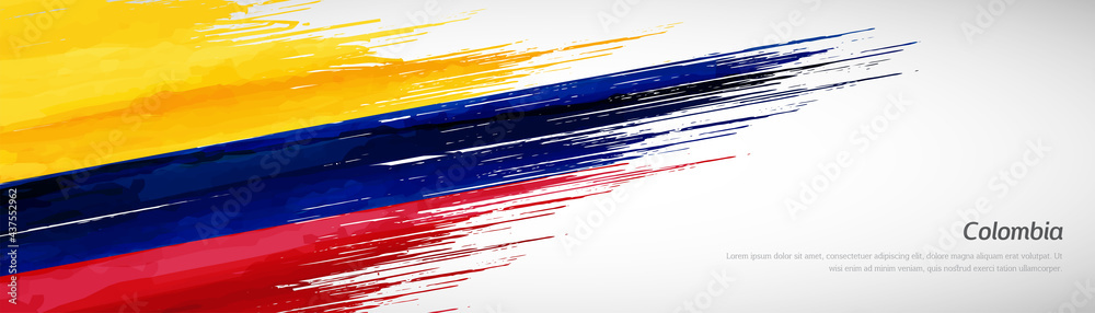 Fototapeta premium Abstract happy independence day of Colombia with creative watercolor national brush flag background