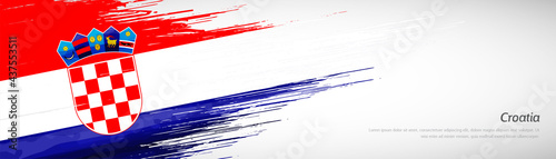 Abstract happy independence day of Croatia with creative watercolor national brush flag background photo