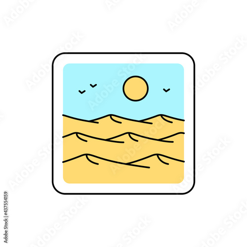Desert line color icon. Isolated vector element. Outline pictogram