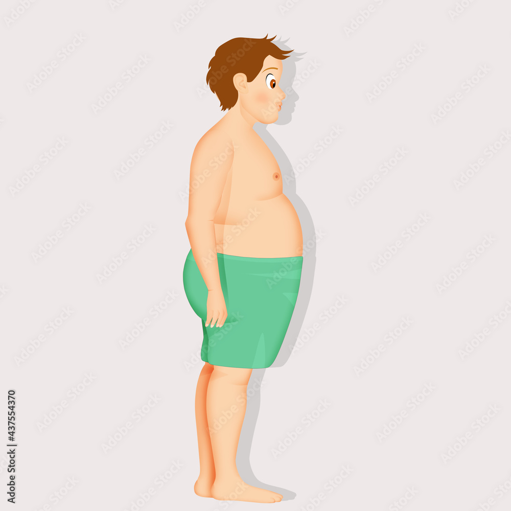 illustration of overweight boy