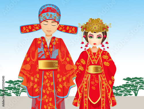 illustration of traditional Chinese wedding