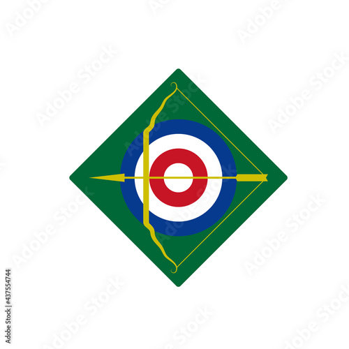 Archery logo icon sign Sport emblem Bow arrow target bowstring symbol Vintage game design Cartoon modern style Fashion print clothes apparel greeting invitation card cover flyer poster banner sticker