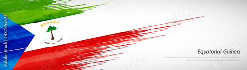 Abstract happy independence day of Equatorial Guinea with creative watercolor national brush flag background