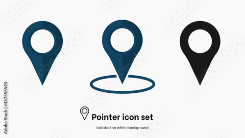 Pointer icon. Pointer location. Pin icon. Popular pointer icons. Location map icon. Gps pin symbol. Vector illustration set isolated on white background