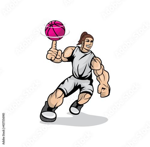 Female hulk playing basketball design illustration vector eps format , suitable for your design needs, logo, illustration, animation, etc.
