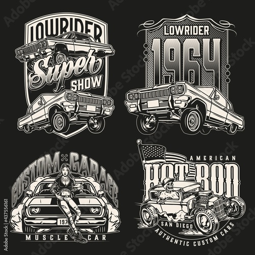 American custom cars vintage emblems