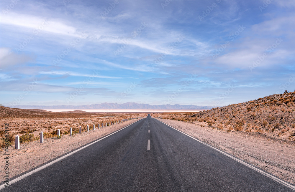 vanishing road in the desert