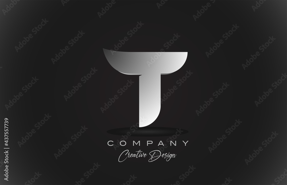 T white gradient alphabet letter logo icon with black background. Creative design for business and corporate T white gradient alphabet letter logo icon with black background. Creative design for business and corporate