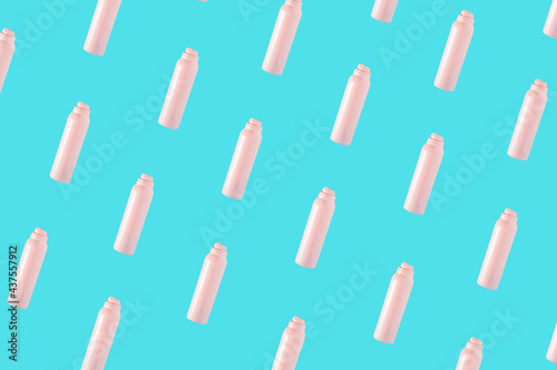 Pink deodorant pattern on a pastel blue background. Cosmetic Abstract 3D Ad  Background Art.