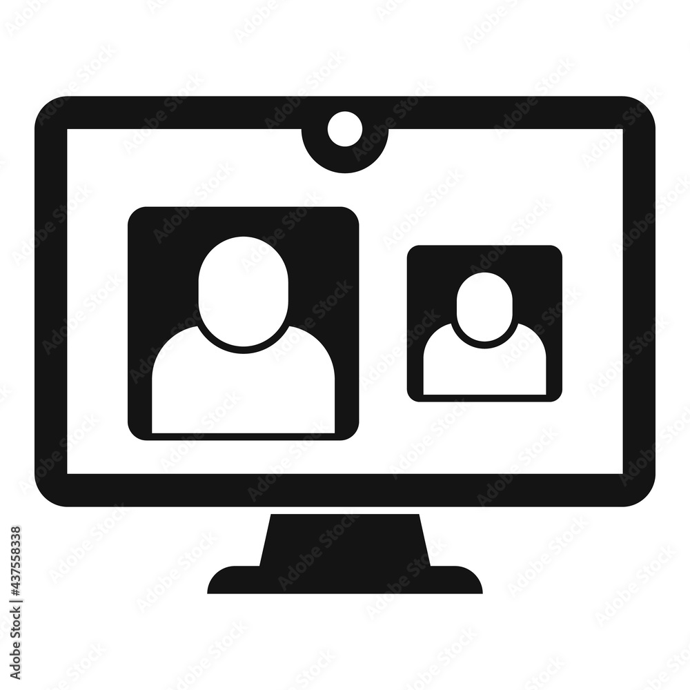 Family video call icon, simple style Family video call icon, simple style
