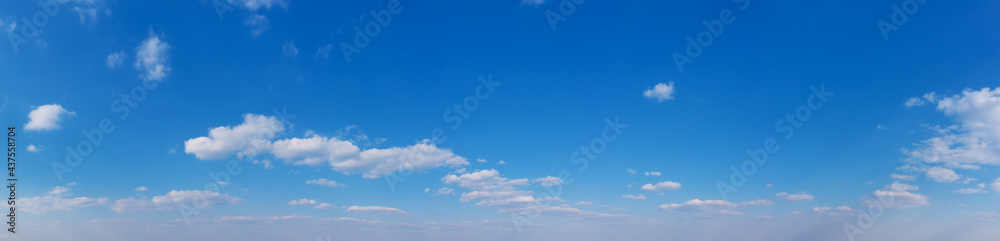 Panorama Blue sky and white clouds. Bfluffy cloud in the blue sky background Panorama Blue sky and white clouds. Bfluffy cloud in the blue sky background