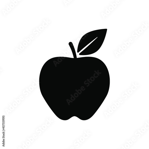Apple icon, black silhouette of fresh natural fruit. Vector illustration.