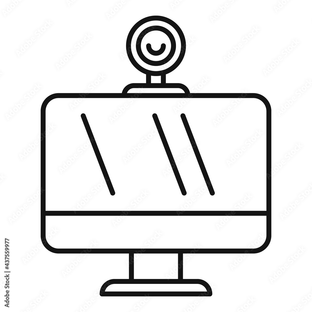Web camera video call icon, outline style Web camera video call icon, outline style