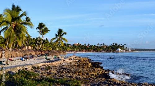 Fotografie Bayahibe Beach View from Resort Hotel at Dominican Republic, Central America