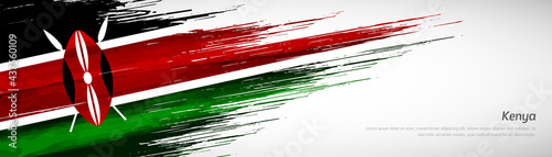 Abstract happy independence day of Kenya with creative watercolor national brush flag background
