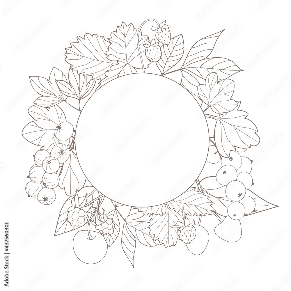 vector frame with garden berries vector frame with garden berries