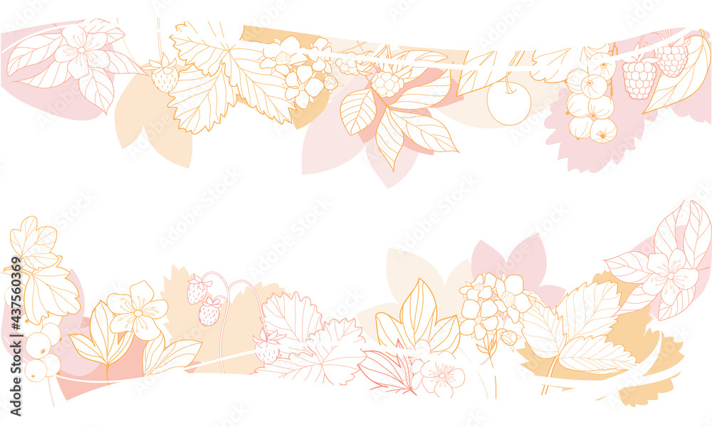 background with flowers and garden berries