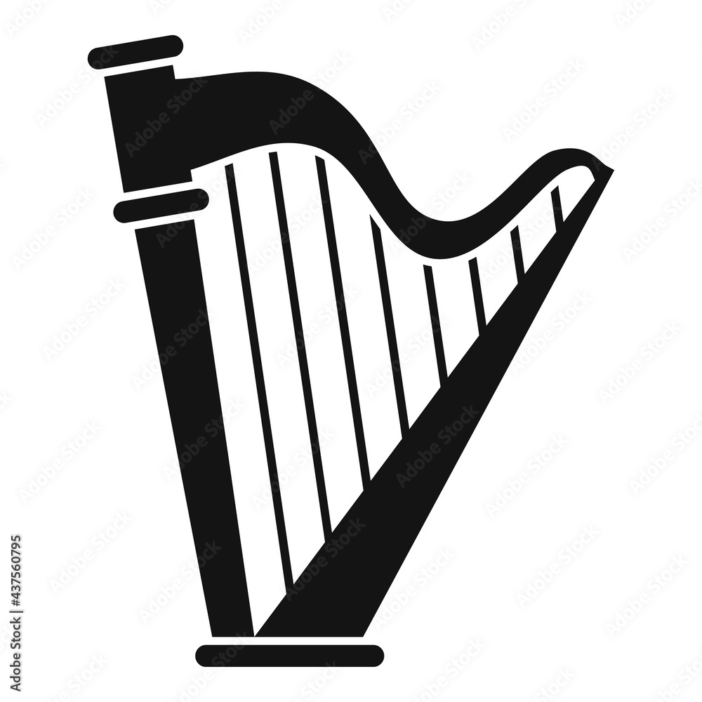 Harp art icon, simple style Harp art icon, simple style