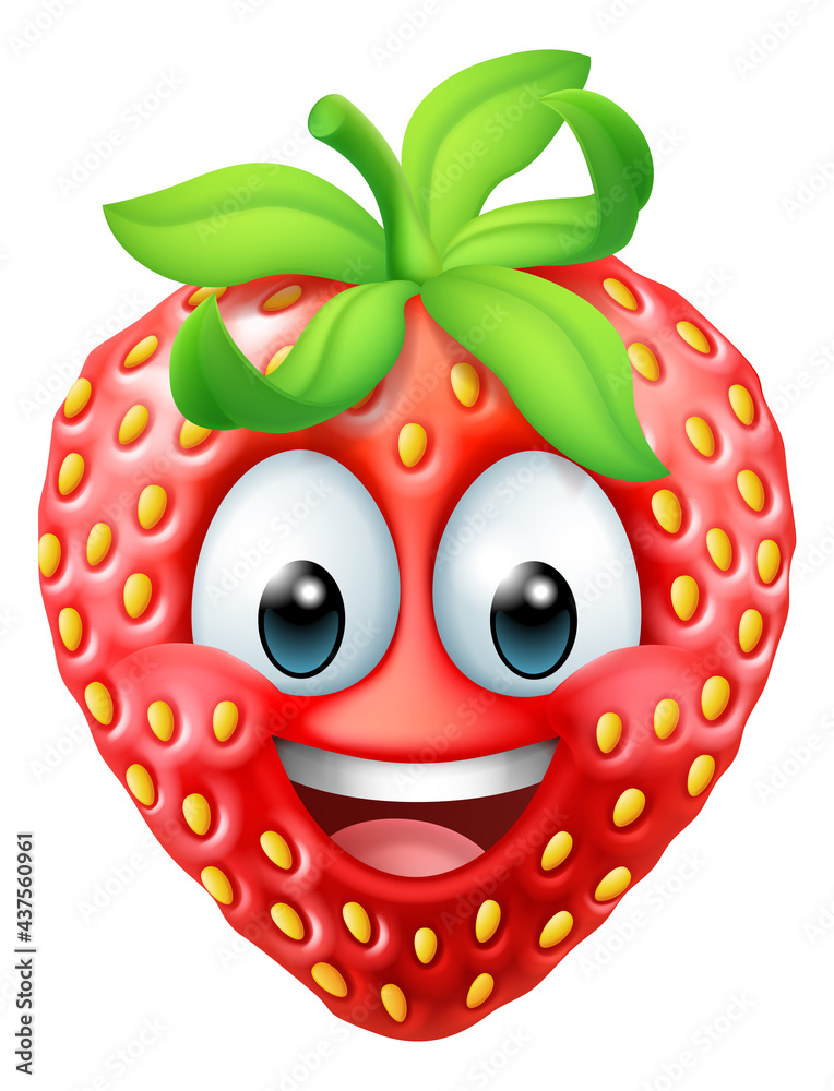 Strawberry Cartoon Emoticon Emoji Mascot Icon Stock Vector Adobe Stock