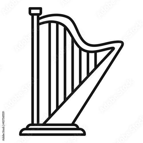 Harp concert icon, outline style