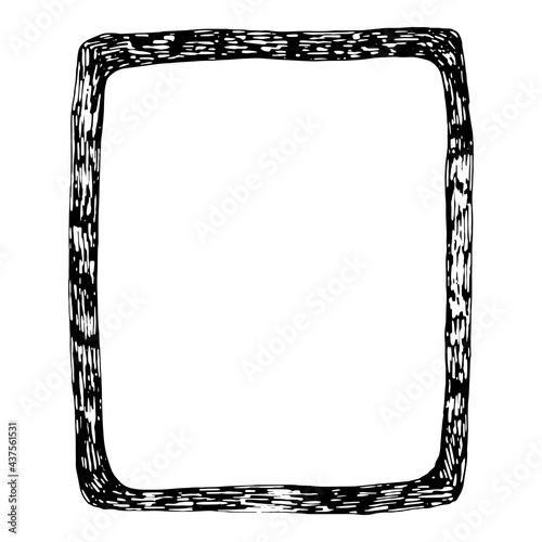 Doodle frame, wreath, border. Black and white illustration isolated.