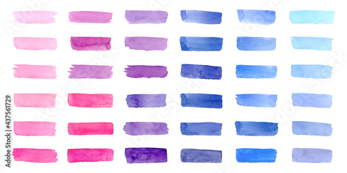 Colorful brush stroke collection with watercolor