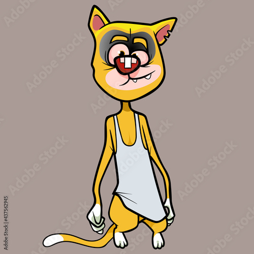 cartoon yellow cat bully with a plaster on his nose
