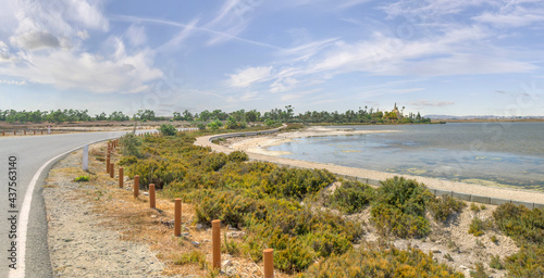 Larnaca salt lake and mosque Hala Sultan Tekkes. Cyprus.