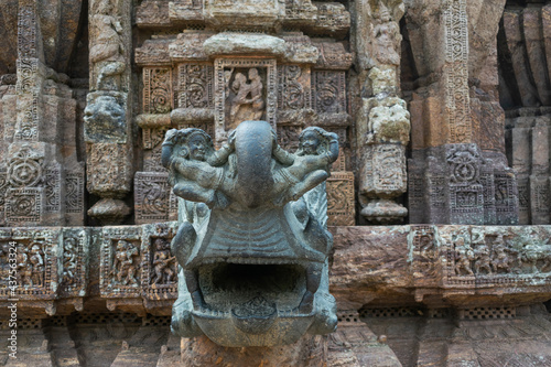 Fine carving of sculptures, Konark Sun Temple in India photo