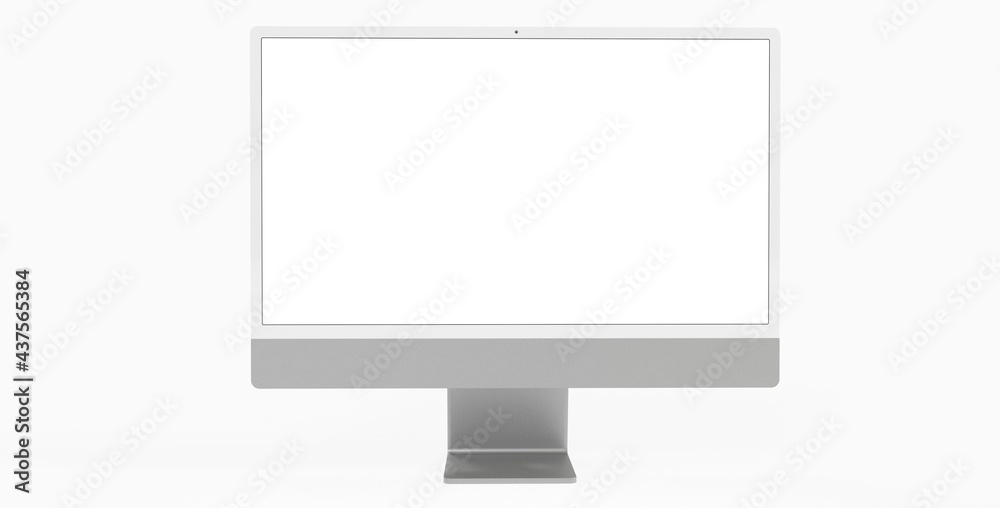 Computer display with blank white screen 3d blue Computer display with blank white screen 3d blue
