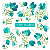 Flowers, plant - set, collection. Spring mood. Summer mood. 
Vector collection of summer flowers in flat style 