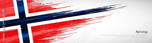 Abstract happy independence day of Norway with creative watercolor national brush flag background