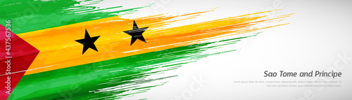 Abstract happy independence day of Sao Tome and Principe with creative watercolor national brush flag background