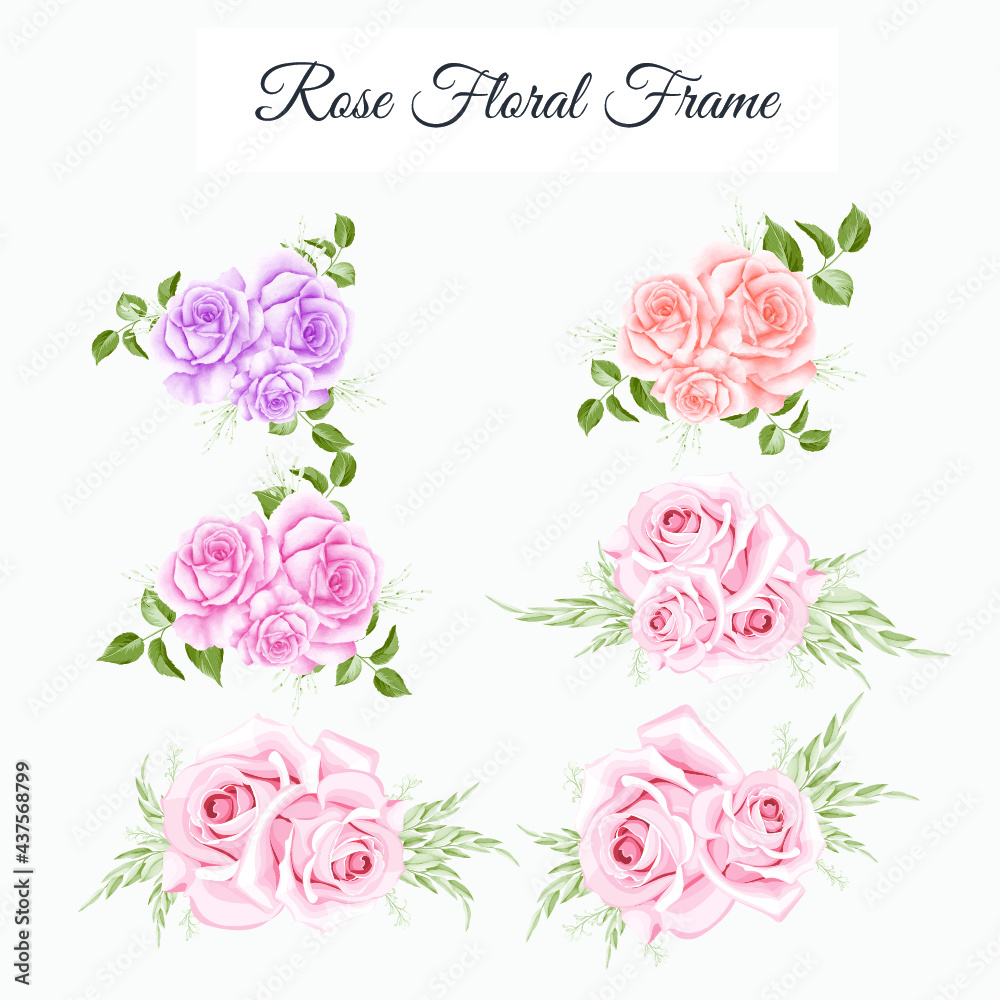 Watercolor rose frame