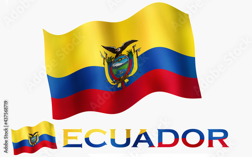 Ecuadorian flag illustration with Ecuador text and white space photo