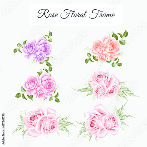 Watercolor rose frame