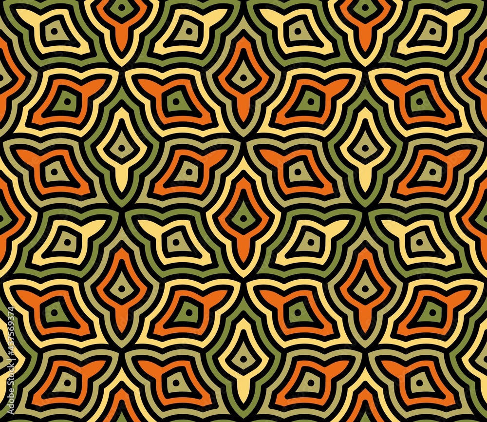 Seamless pattern. Template for fabric or wrapping. Luxury textile design. Optical illusions. Bright colors. Modern textile. Geometric. Stylish background for cards. Colorful artistic backdrop.
Seamless pattern. Template for fabric or wrapping. Luxury textile design. Optical illusions. Bright colors. Modern textile. Geometric. Stylish background for cards. Colorful artistic backdrop.
