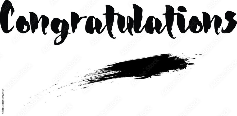  Congratulations Bold Beautiful Calligraphy Black Color Text On White Background