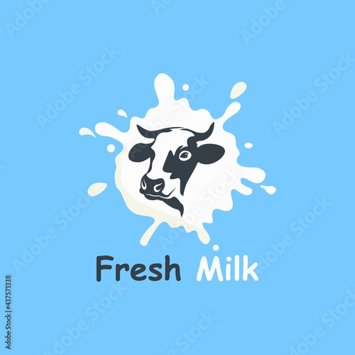 Cow's milk labels, emblems, Fresh milk from the farm