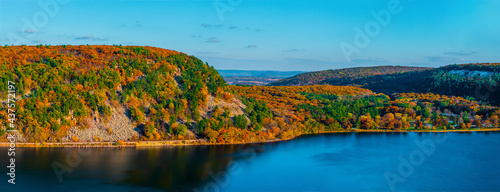 Autumn colors at Devils Lake State Park ,View from the Tumbled Rocks Trail in Wisconsin, Midwest USA. 