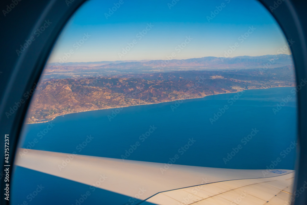 Fototapeta premium Aerial view from window of airplane in California, U.S.A.