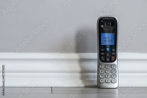 A Photograph of a Cordless or Wireless Telephone With Copy Space, For, Telecommunications and as a Landline Phone, at Home and At a Office For a Business or Work