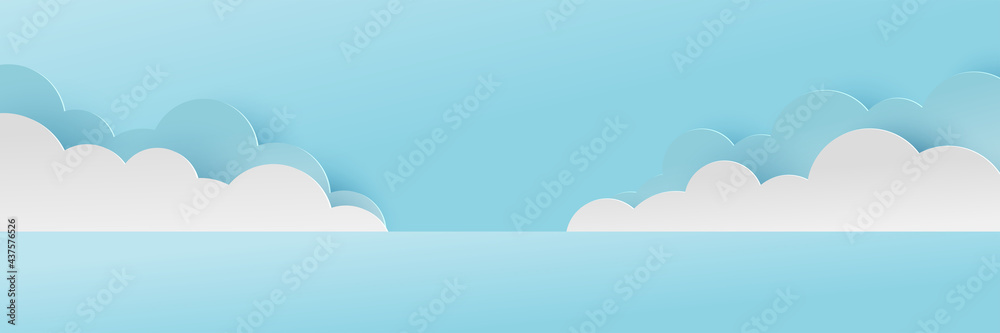 Nature with cloud background. Paper cut and craft style illustration Nature with cloud background. Paper cut and craft style illustration